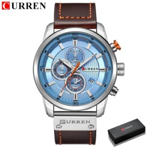 Relógio CURREN Esporte Hodinky Prata e Azul