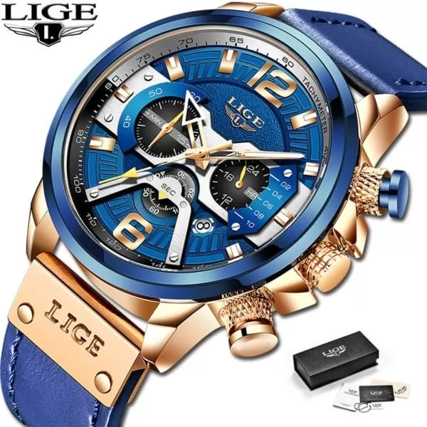 Relógio Lige Lux Dourado E Azul