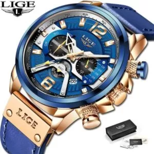 Relógio Lige Lux Dourado e Azul